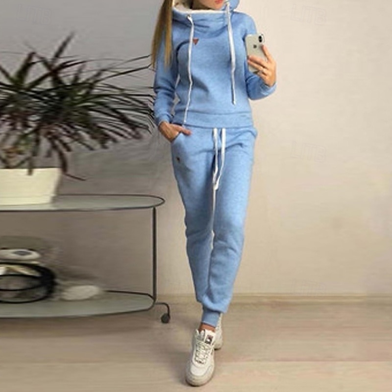 نسائي بدلة رياضية من قطعتين هودي صالة مجموعات بدلات رياضية لون سادة أطقم ملابس رياضية خريف & شتاء زهري أزرق الصالة الرياضية اكتشف - حل ركض خصر عالي خفة الوزن موضة كم طويل رياضة ألبسة رياضية مرن نسبياً 2026 - $33.99 –P4