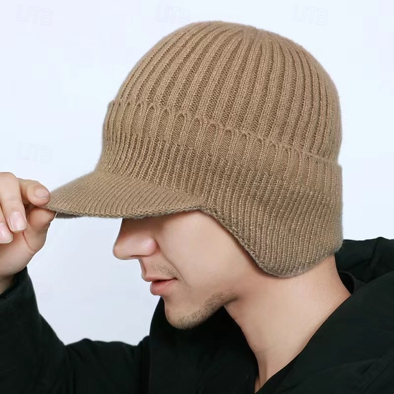 berretto lavorato a maglia con protezione per le orecchie, elastico e caldo, per equitazione all'aperto, berretto invernale da uomo con fodera in pile, cappello di lana caldo e spesso, berretto del 2026 a $11.99 –P7
