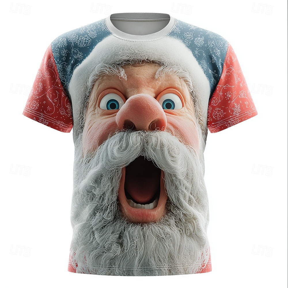 Weihnachten Herren Weihnachtsmann 3D T Shirt Kurzarm T-Shirt 3D-Druck Rundhalsausschnitt Hemd Täglich Designer Künstlerisch Urlaub Party Straße Weiß 1 Rot 3 Rote Ganzjahres Bekleidung S M L XL XXL 2025 - $20.99 –P4