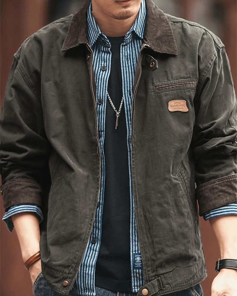 Hombre Chaqueta ligera Chaqueta tipo cargo Chaqueta casual Vacaciones Diario Resistencia al desgaste Bolsillo Otoño Invierno Plano Moda Clásico Diseño Regular Negro Marrón Verde Ejército Gris Oscuro 2026 - $53.99 –P1