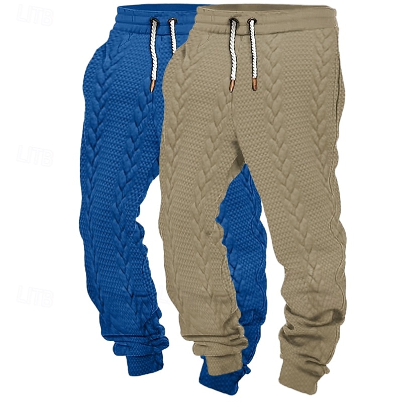 Homme Joggings Joggeurs Pantalons Pantalon décontracté Jacquard Cordon de serrage Taille Élastique Uni Respirant Longueur complète Extérieur Occasionnel Quotidien Sports Mode Blanc + kaki Noir + Kaki de 2026 ? $29.99 –P8