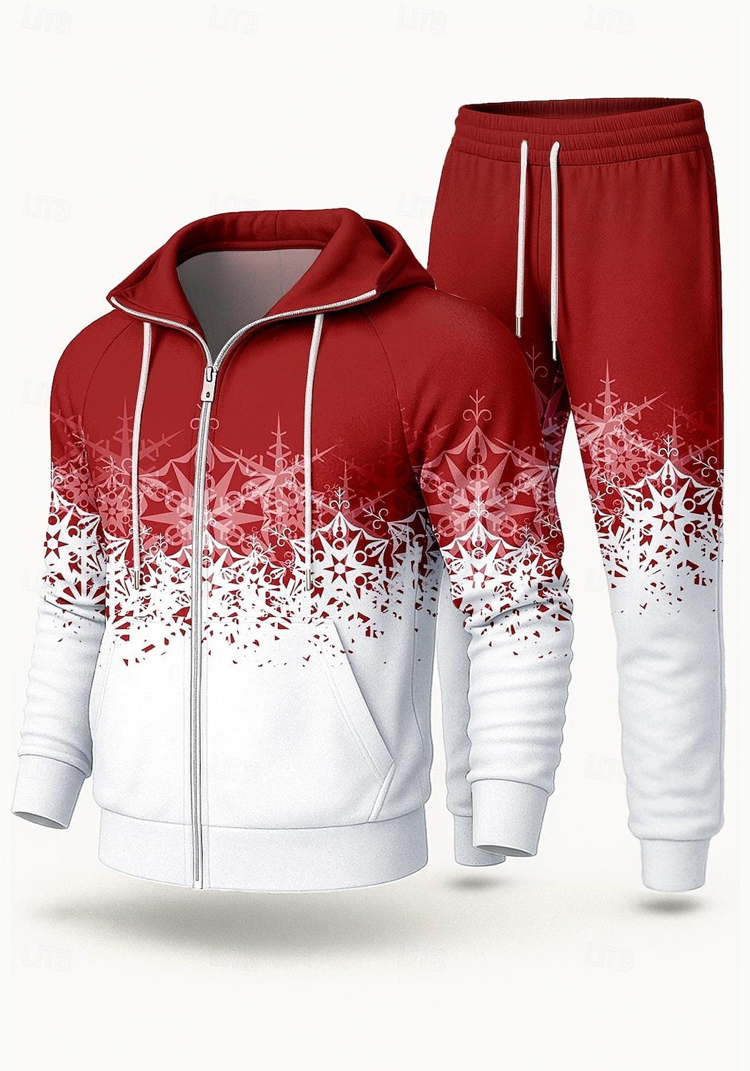 Новогодняя тематика Муж. Толстовка Спортивный костюм Спортивный костюм из двух частей Кулиска Застегнуться Градиент цвета Наборы одежды Осень Черный Красный Назначение На открытом воздухе Путешествия 2026 - $47.99 –P1