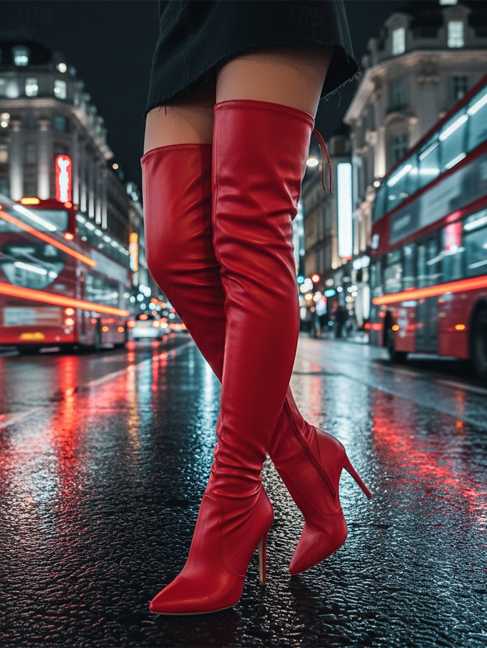 Women's Black Boots Over-the-Knee Boots with Stiletto Heel - Pointed Toe High Heel Boots for Evening Party 2026 - GBP £44.76 –P3