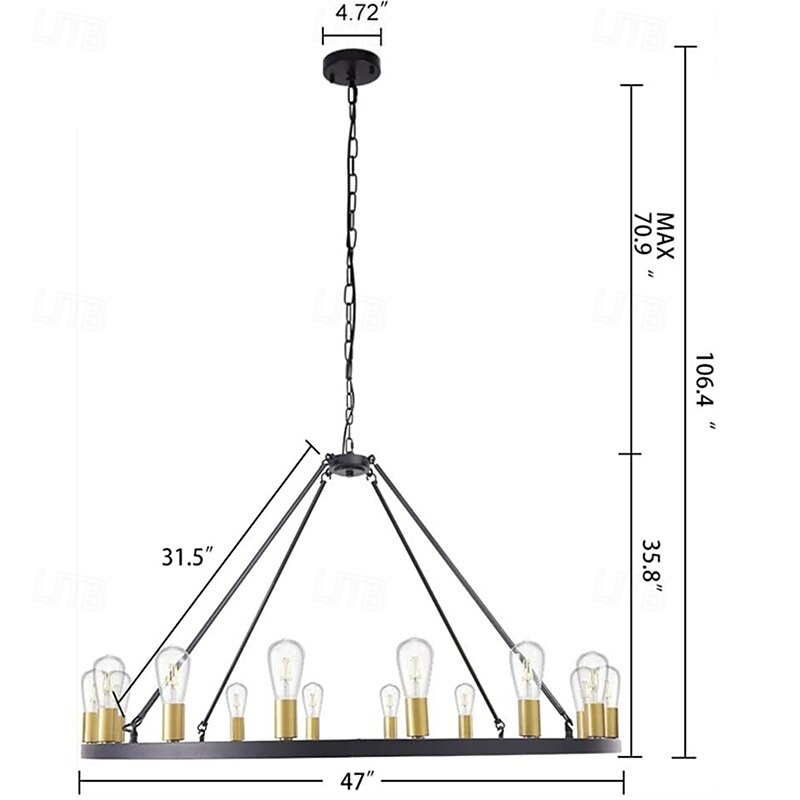 lampadario a led nero su ruote 20-luce grande lampadario rustico rustico di campagna lampada industriale per sala da pranzo soggiorno cucina isola foyer corridoio del 2026 a $469.49 –P8