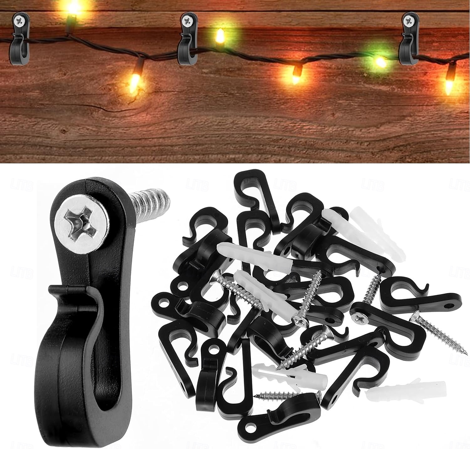 Ensemble de 20 crochets de sécurité en plastique pour lumière - solution de suspension polyvalente pour une utilisation intérieure et extérieure, comprend 20 crochets, 20 vis, 20 tubes, crochets de 2025 ? $9.99 –P1