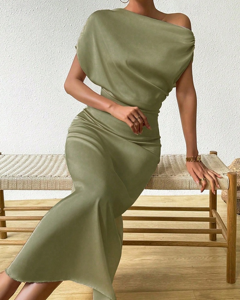 Women's Midi Dress Satin Dress Party Dress Cocktail Dress Elegant Fashion Modern Evening Party Party Special Occasion Regular Fit Plain Sleeveless Crew Neck Black Dusty Blue Green Summer Spring Fall 2026 - zł120.18 –P4