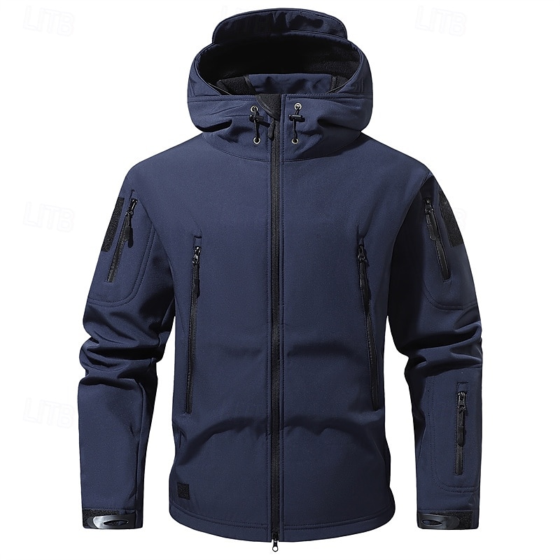 Herr Utomhusjacka Softshelljacka Vandringsjacka Semester Dagligen Vindtät Vattenfast Ficka Höst Vinter Kamuflasje Mode Klassisk Huva Normal Mörkgrå Svart Ljusgrön Blå Mörkgrön Jacka 2026 - $47.99 –P18