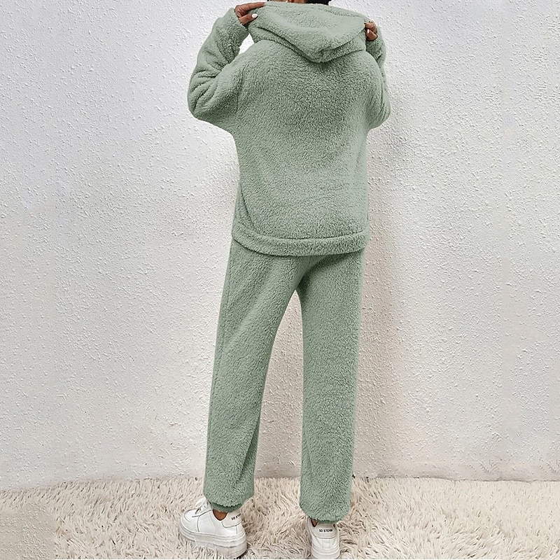 نسائي بدلة رياضية من قطعتين هودي صالة مجموعات بدلات رياضية لون سادة أطقم ملابس رياضية خريف & شتاء أسود أبيض الصالة الرياضية الخارج ركض كم طويل رياضة ألبسة رياضية مرن نسبياً عادي 2026 - $42.99 –P2