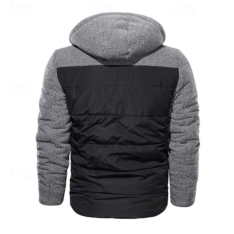 Men's Winter Jacket Fleece Jacket Casual Jacket Vacation Daily Thermal Warm Pocket Fleece Fall Winter Color Block Fashion Streetwear Hooded Regular Black Blue Jacket 2025 - $79.99 –P10