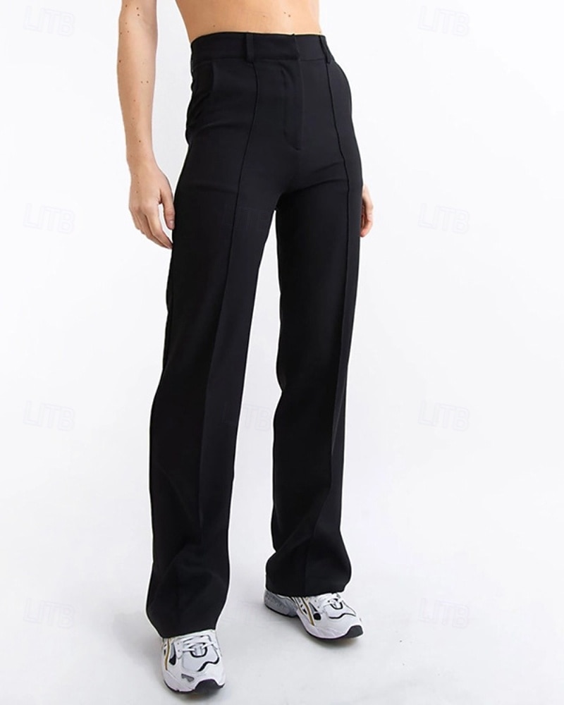 Dam Kinesiska Rak Streetwear Ledigt Fullängd Medium Midja Slät Ficka Elastisk midja Bekväm Microelastisk Utomhus Semester Dagligen Mörkbrun Ametist Svart Brun Vår Höst Normal 2025 - $20.99 –P4