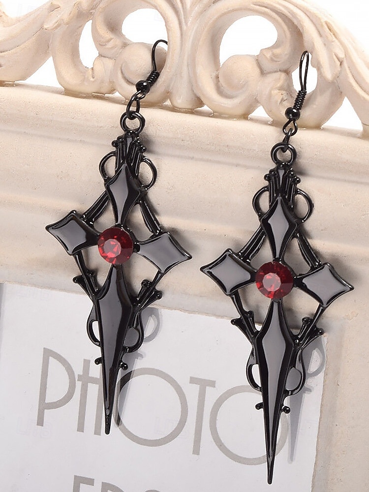 Zestaw damski naszyjnik i kolczyki w stylu gotyckim z koronką na Halloween – czarna koralikowa biżuteria wampirza na imprezę kostiumową i cosplay 2025 - $11.99 –P8