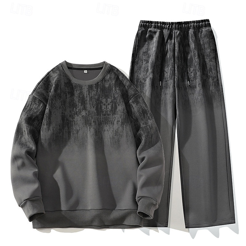 Herren Sweatshirt Trainingsanzug Outfit-Set Rundhalsausschnitt Outdoor Täglich Sport Kordelzug Tasche Druck Schwarz Weiß Rosa Polyester Sportkleidung Mode Streetwear Frühling 2025 - €59.58 –P5