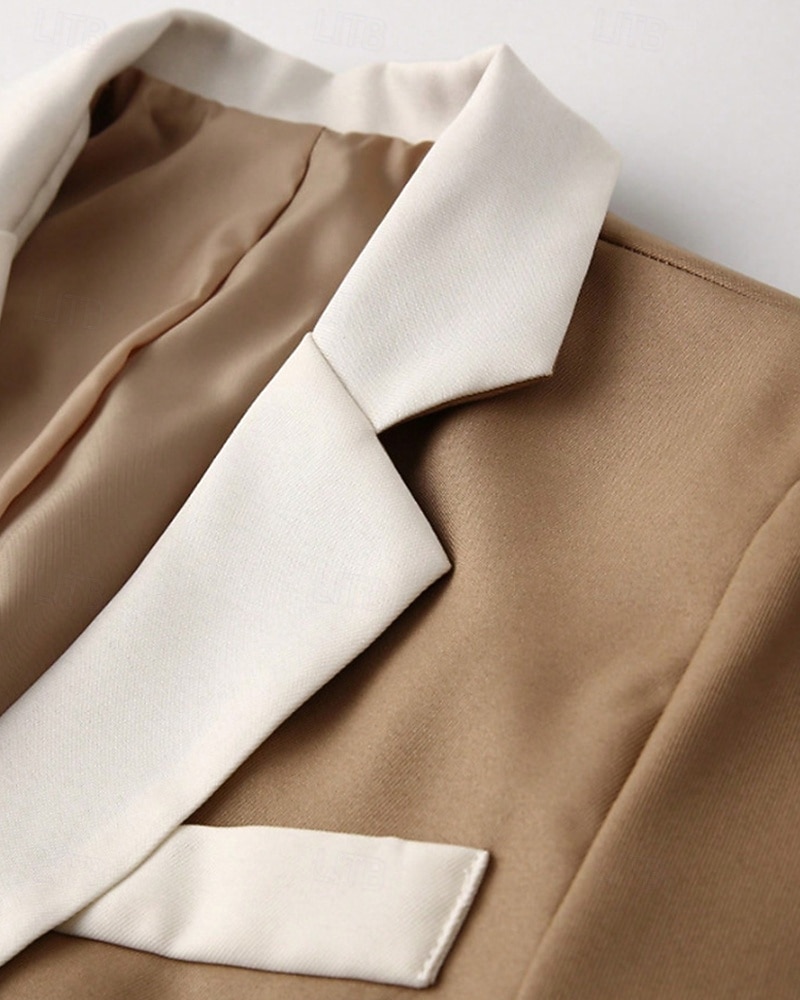 Men's Blazer Suits Business Cocktail Party Wedding Party 2 Piece Fashion Casual Spring &  Fall Polyester Color Block Plain Pocket Buttons Comfortable Single Breasted Blazer Apricot 2025 - $36.99 –P6