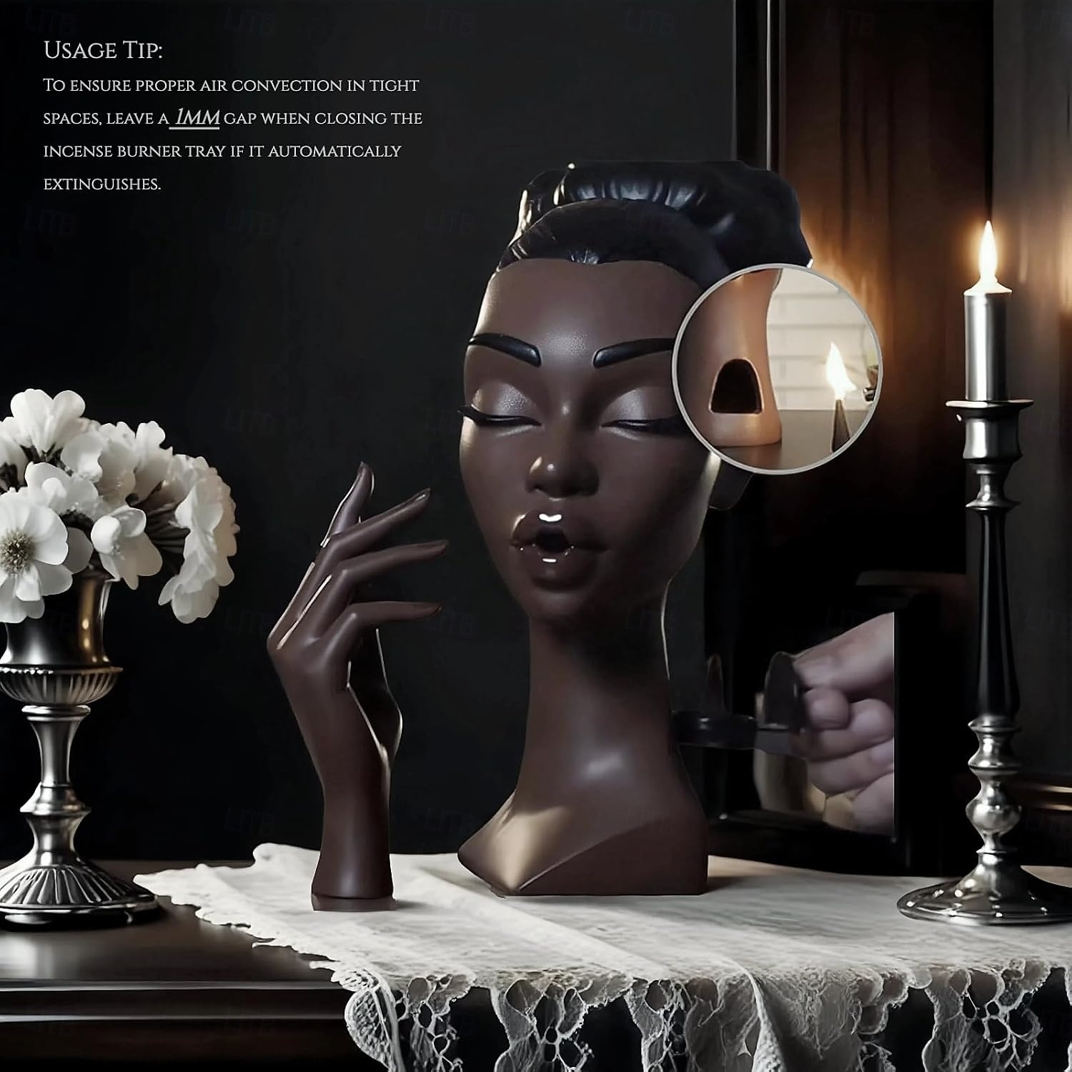 huvud rökelse brännare svart kvinna, svart dam huvud doft brännare svart kvinnor huvud, huvud rökelse brännare svart kvinna, huvudet rökelse hållare för olika miljöer 2025 - $28.99 –P5