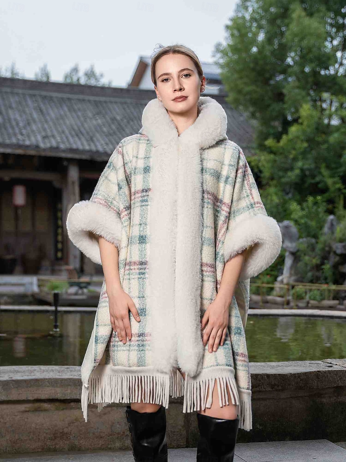 Pälssjalar och boleros Ledigt vardag Håller värmen Halvlång ärm Fladdermusärm Polyester Brudsjalar Med Tofs Till Speciellt Tillfälle Höst vinter 2025 - $64.99 –P6
