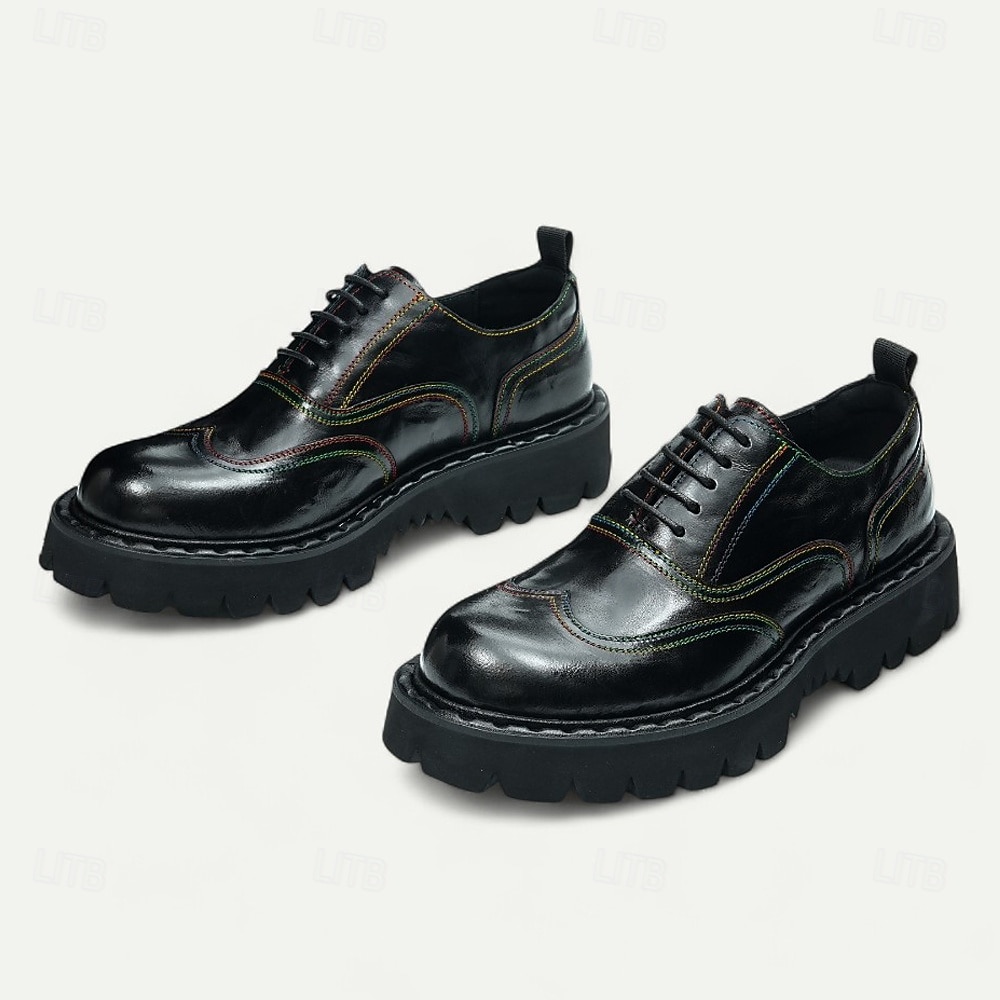 Herresko med burgunderfargede brogues og oxford-sko, klassiske snøresko for kontoret, banketter og spesielle anledninger 2026 - $119.99 –P5