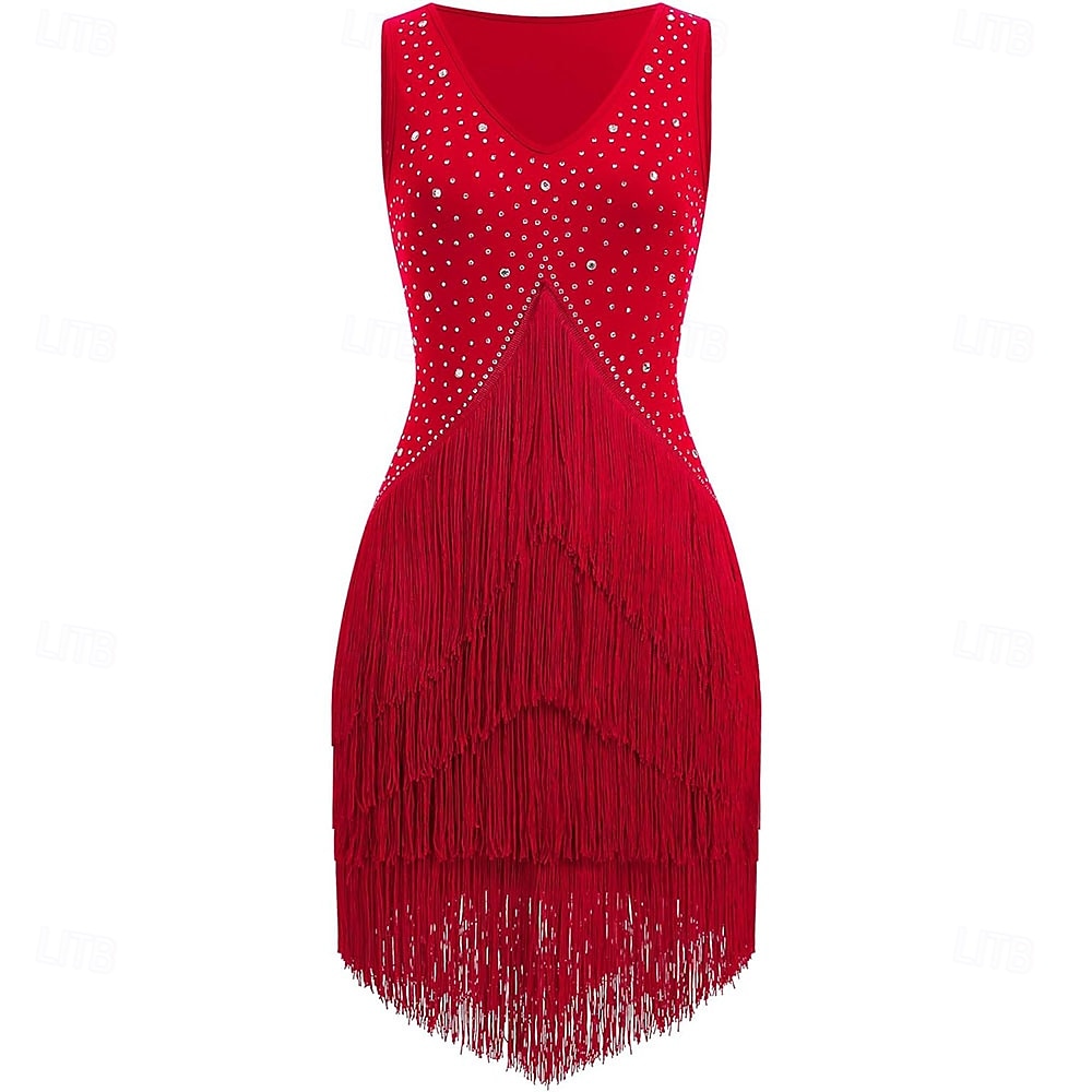Rochie de dans latino cu ciucuri și strasuri pentru femei, costume de dans de sală pentru competiții, tango, salsa, rochii de dans flapper 2025 - $126.99 –P5