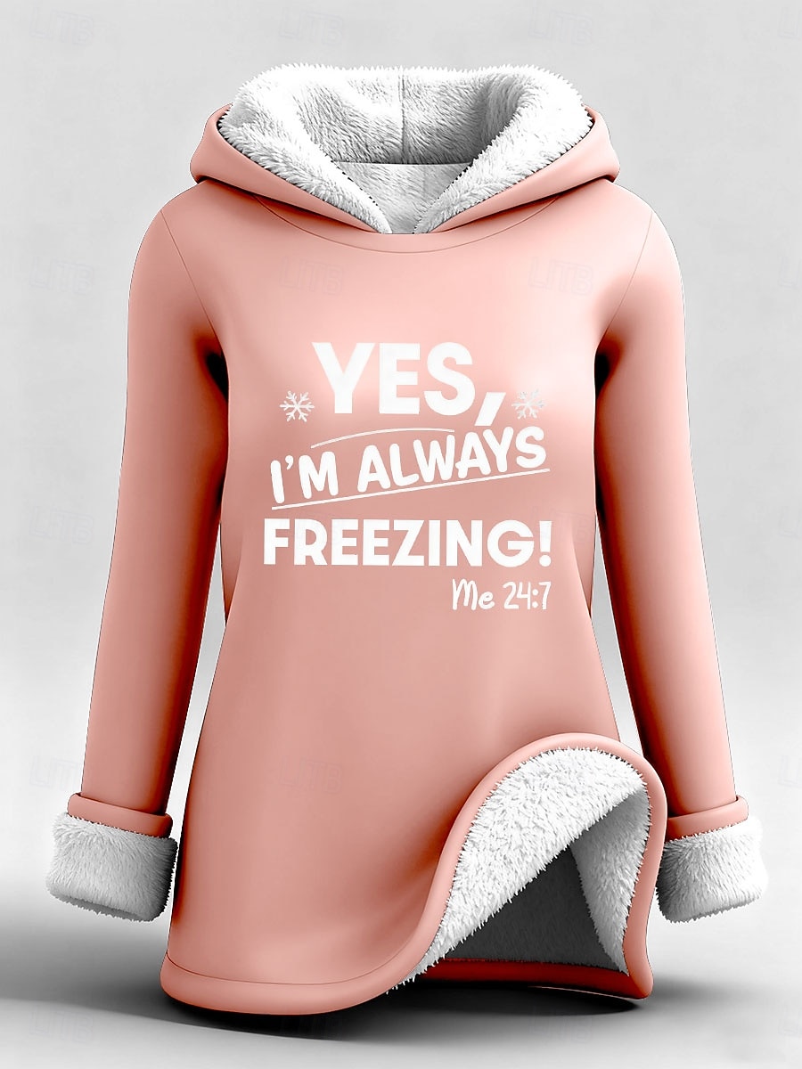 Mulheres Pulôver Moletom Com Capuz Gráfico Letra Quente Casual Velo Sherpa Manga Longa Com Capuz Tops longos Rua Dia a Dia Casual Imprimir Preto Rosa Rosa Escuro Vermelho Azul Outono Inverno de 2025 por $28.99 –P5