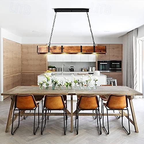LED Pendant Light 40 Inch Wood Linear Pendant Lights Kitchen Island Long Strip Lighting Fixture Industrial Chandelier Minimalist Beam Led Ceiling Hanging Lamp for Dining Room 2026 - $249.99 –P2