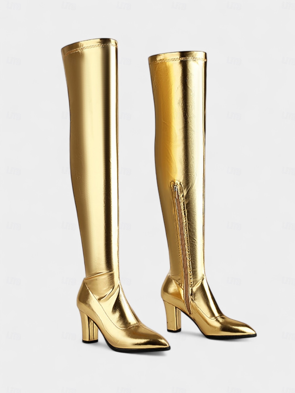 stivali da donna sopra il ginocchio in similpelle marrone – scarpe alte fino alla coscia con tacco alto e punta affilata, stile elegante per feste, cosplay e moda di strada del 2025 a $79.99 –P8