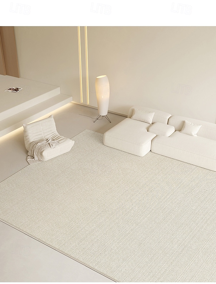 krämfärgad boho-stil matta, enfärgad vattentät fläckavvisande matta lättskött avtorkbar golvmatta för vardagsrum sovrum soffa soffbord 2025 - $49.99 –P3