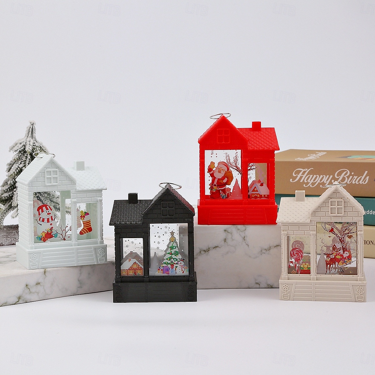 1 Pc 12.2 * 8.9CM Christmas retro small house shaped LED electronic candle night light desktop Christmas style ornament light LR1130 * 3 battery 2025 - $3.49 –P11