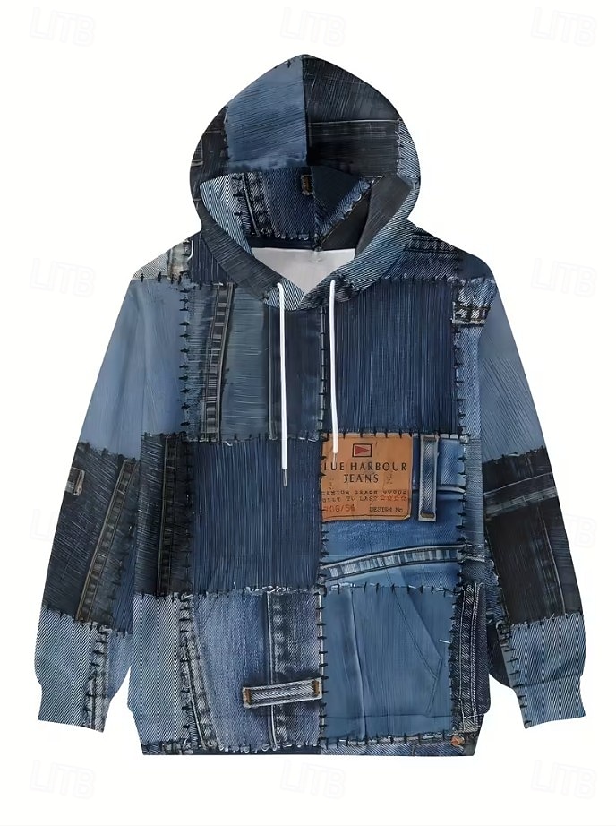 Mujer Sudadera con capucha Pullover Retazos Estampado Bolsillo delantero Graphic Geométrico Punk Activo Vintage Manga Larga Con Capucha Tops regulares Calle Uso Diario Azul Piscina Azul vaquero 2026 - $28.99 –P4