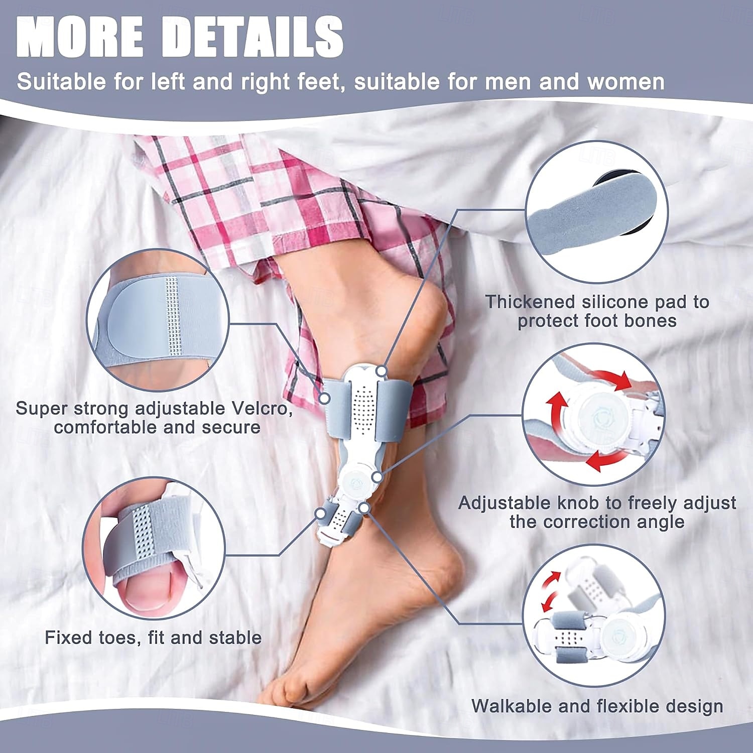 correttore dell'alluce valgo per le donne &tutore regolabile per alluce valgo da uomo con pomello, separatore dita &raddrizzatore, tutore ortopedico per il giorno &uso notturno del 2025 a $15.99 –P7