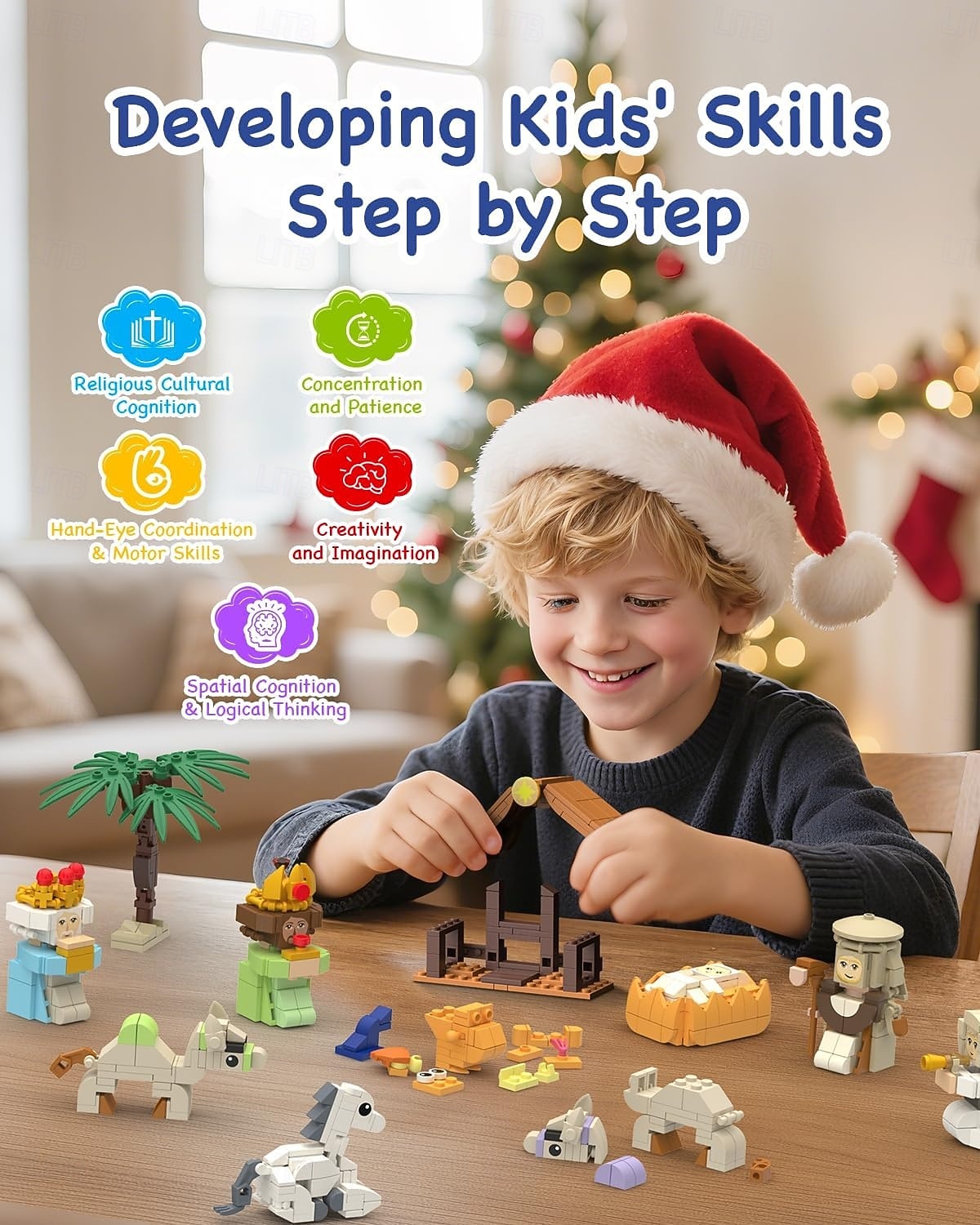 Adventní kalendář s vánočním svátkem 2025, vánoční dárek pro děti, 24denní stavebnice, odpočítávací kalendář, sada punčochových hraček pro chlapce, dívky a teenagery. &dospělí 2025 - $39.99 –P3
