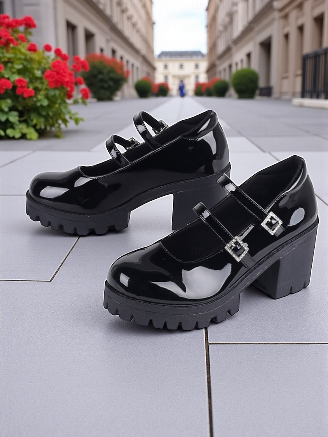 Chaussures Mary Jane à plateforme en similicuir verni noir pour femmes - Double bride à talon épais, style écolière pour la mode Harajuku, le cosplay et le streetwear de tous les jours de 2025 ? $29.99 –P1