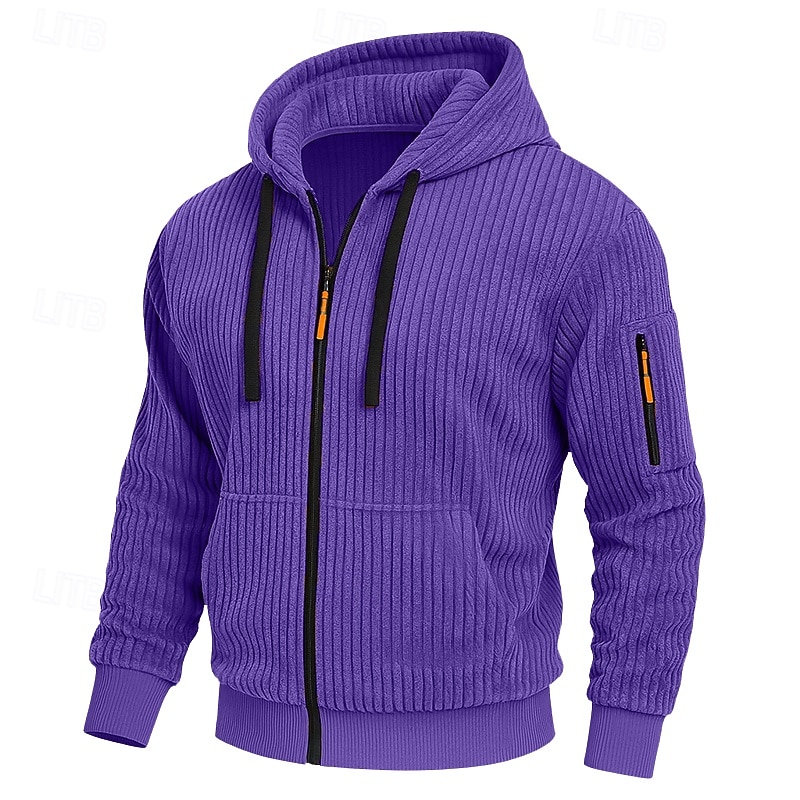 Per uomo Felpa con cappuccio Felpa con cappuccio a zip intera Velluto a coste Felpa con cappuccio tattica Nero Bianco Verde militare Rosso Borgogna Con Cappuccio Semplice Testurizzato Sport & Outdoor del 2025 a $23.99 –P14