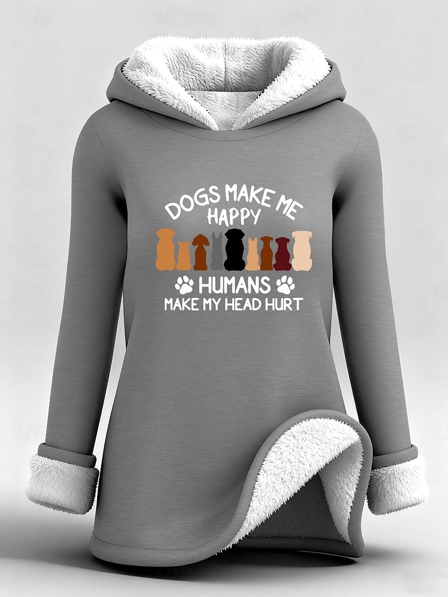 Damen Kapuzenpullover Druck Grafik Buchstabe Warm Lässig Sherpa-Fleece Langarm Mit Kapuze Normale Oberteile Lässig Straße Alltagskleidung Blau Schwarz Rosa Dunkelpink Rote Herbst Winter 2026 - $31.99 –P1