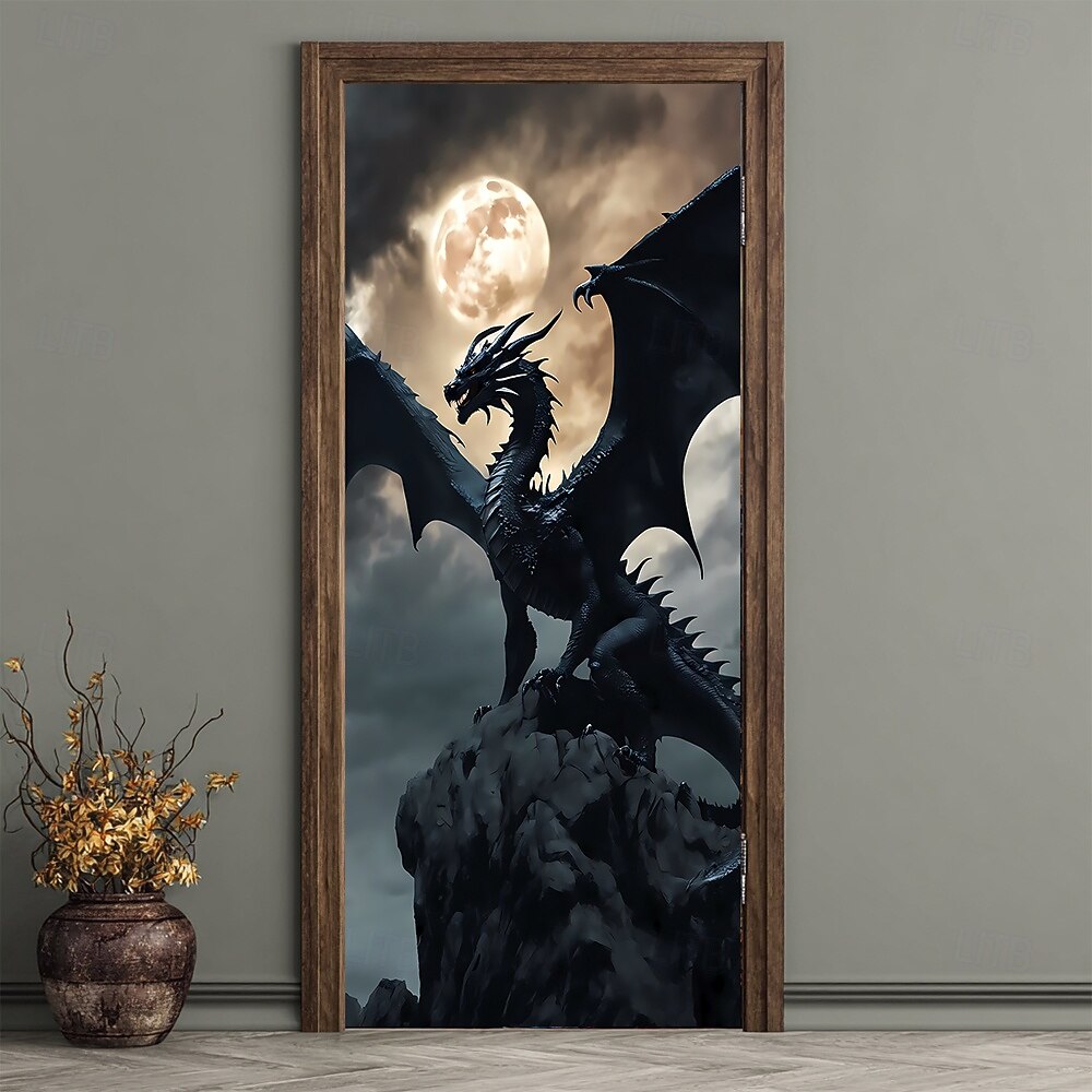 Гобеленовое покрытие для двери, наружные баннеры, дракон, 3D фэнтези, спальня, гостиная, общежитие, комната для подростков, украшения для студенческого общежития, фон для двери 2025 - $16.99 –P5