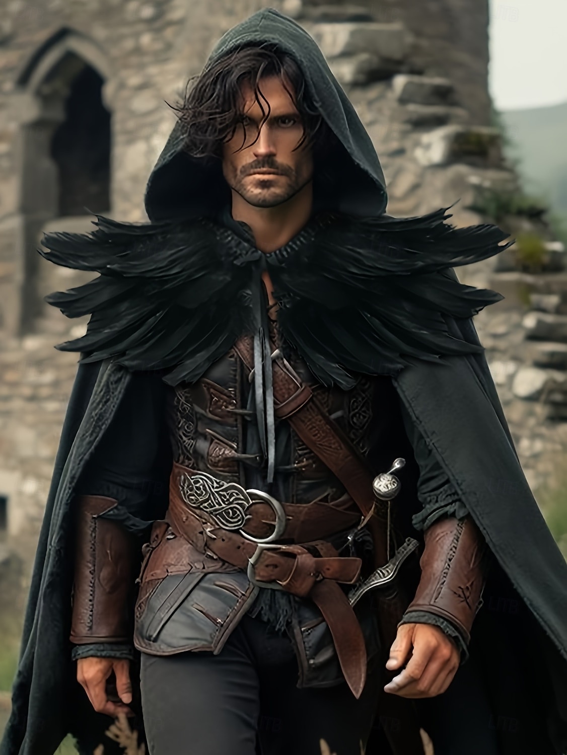 Retró Középkori Reneszánsz Pelerin / köpeny Kendők Manó Toll Jelmez Férfi Uniszex Fantasy Mindszentek napja Farsang Teljesítmény LARP Ren Faire Felnőttek Kendő 2025 - $29.99 –P6