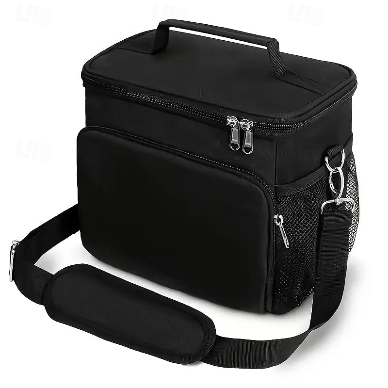 Bolsa térmica para almuerzo con correa ajustable: tela Oxford duradera, reutilizable y reutilizable para la oficina, la escuela y picnic. &Lonchera térmica negra resistente al desgarro para la playa, 2025 - $20.99 –P2