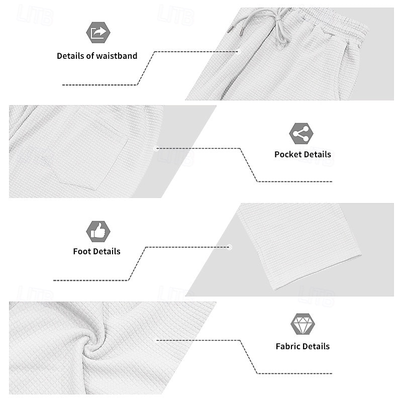 Homens Waffle Calças Esportivas Calças Calça de moletom de perna reta Com Cordão Bolso frontal Tecido Conforto Comprimento total Diário Ao ar livre Trabalho Moda Roupa de rua Preto Azul Céu Com de 2026 por $22.99 –P2