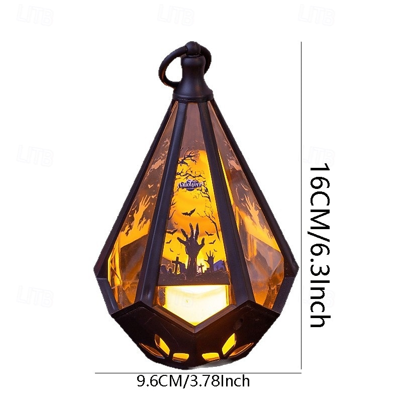 1 szt. 16 * 9,6 cm elektroniczna świeca LED na Halloween, przenośna lampa wisząca w kształcie latarni, lampa dekoracyjna na biurko, lampka nocna na imprezę wewnątrz i na zewnątrz LR1130 * 3 baterie 2025 - €4.59 –P1