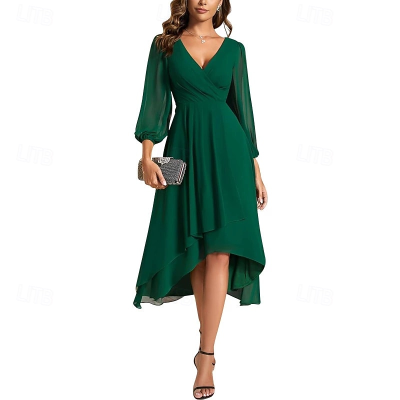 Femmes Robe Longue Maxi Robe Robe de Soirée Mousseline de Soie Robe en Chiffon Élégant Mode Moderne Extérieur Soirée Coupe régulière Uni Manche Courte Col en V Rouge Bleu Vert Printemps Automne de 2025 ? $36.99 –P5