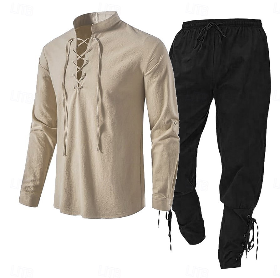 Retro Antiguo Medieval Renacimiento Traje de cosplay Accesorios Pirata Vikingo Disfraz Hombre Vikingo Pirata Víspera de Todos los Santos Carnaval Rendimiento LARP Feria Ren Adulto Disfraz 2026 - $71.99 –P2