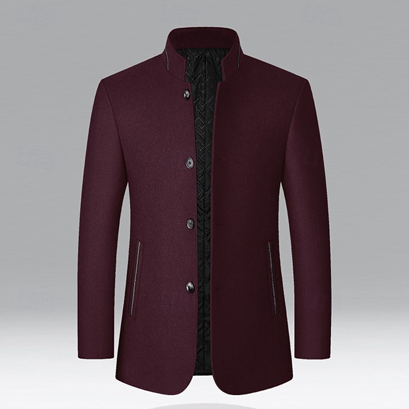 Herren Parka Trenchcoat Urlaub Täglich Herbst Winter Polyester Winddicht Oberbekleidung Bekleidung Mode Klassisch Einfach Tasche Stehkragen Einreihig 2026 - €46.49 –P7