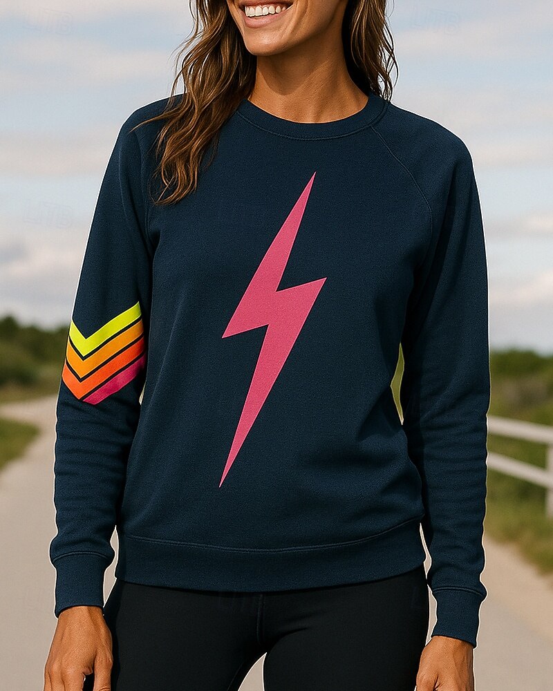 Dam Tröja med pullover Casual Toppar Långärmad Överdelar Fritids- Höst Grafisk Utomhus Resor Semester Sportkläder Sportkläder Mörkblå Grå 2025 - $21.99 –P4