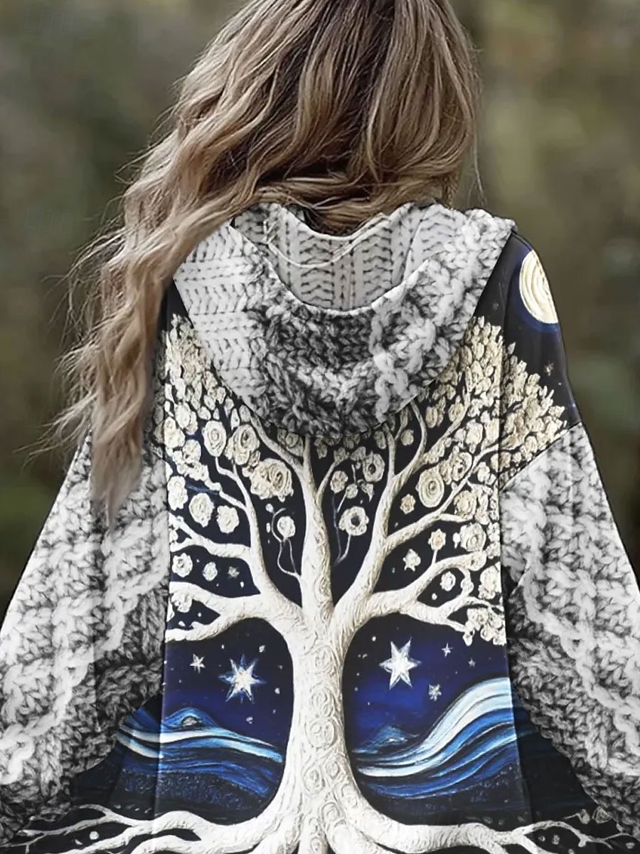 Women's Zip Up Hoodies Floral Graphic Geometric Punk Active Vintage Long Sleeve Hooded Regular Tops Casual Home Dailywear Blue Fall Winter 2026 - $42.99 –P2