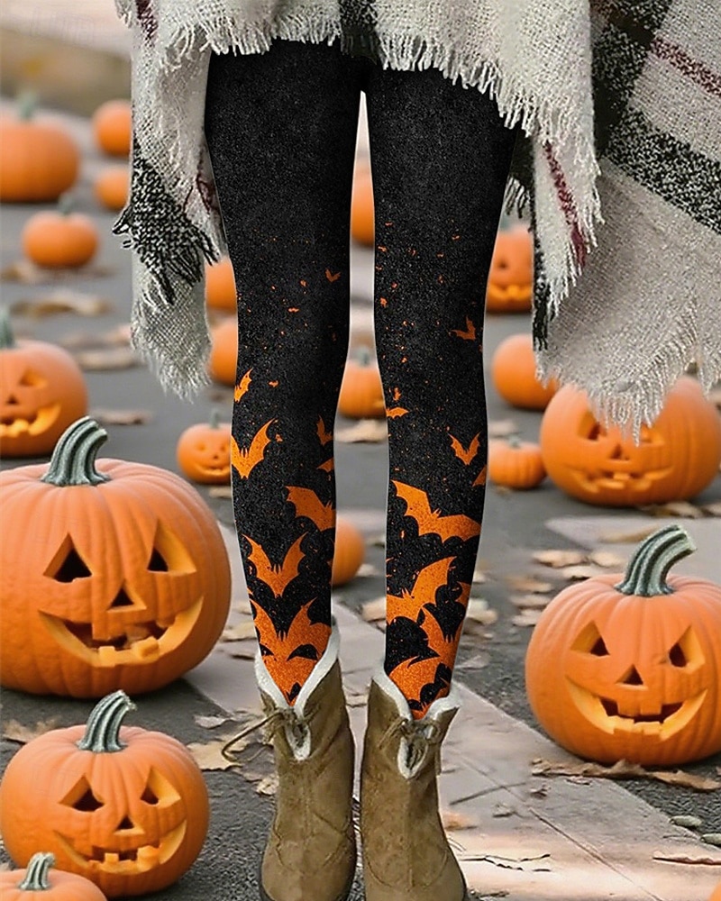 Dam Byxor Damasker Mysiga leggings Streetwear Ledigt Fullängd Hög midjaPantsHalloween Fladdermus Elastisk midja Mönster Mateial som andas Bekväm Elastisk Semester Gata Dagliga kläder Svart Sommar Vår 2025 - $24.99 –P1