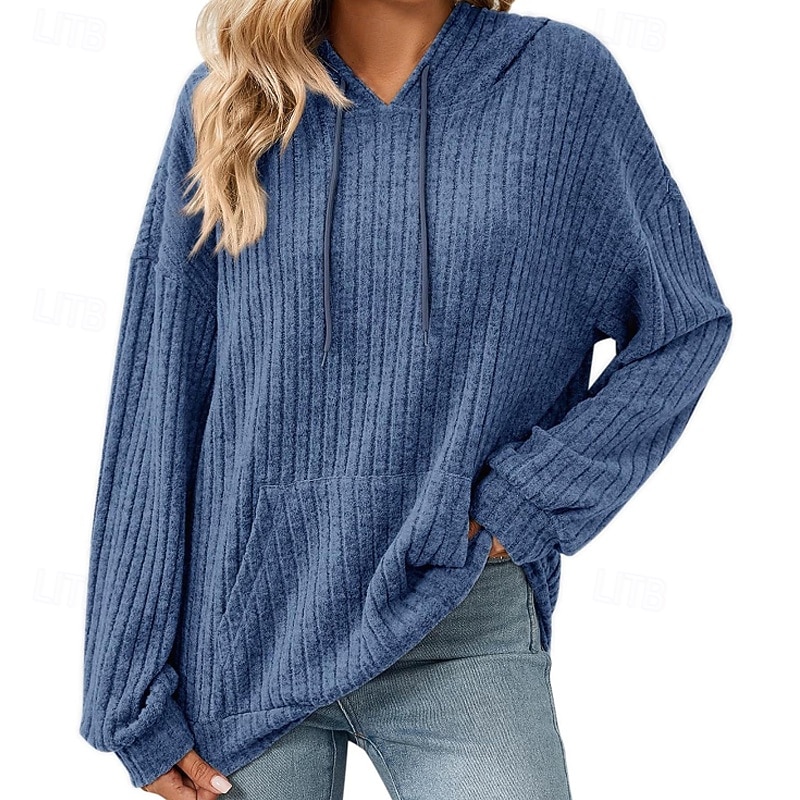 Dam Pullover Hoodie Sweatshirt Slät Ledigt Långärmad Huva Vanliga toppar Gata Helgdag Ficka Ljusgrön Vin Ljuslila Kaki Armégrön Höst Vinter 2025 - $21.99 –P7