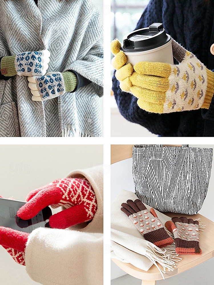 gants d'hiver tricotés pour femmes avec fonction écran tactile, mitaines en laine chaudes en plusieurs couleurs, cadeau de Noël pour l'extérieur, vêtements décontractés et de vacances de 2025 ? $14.99 –P6