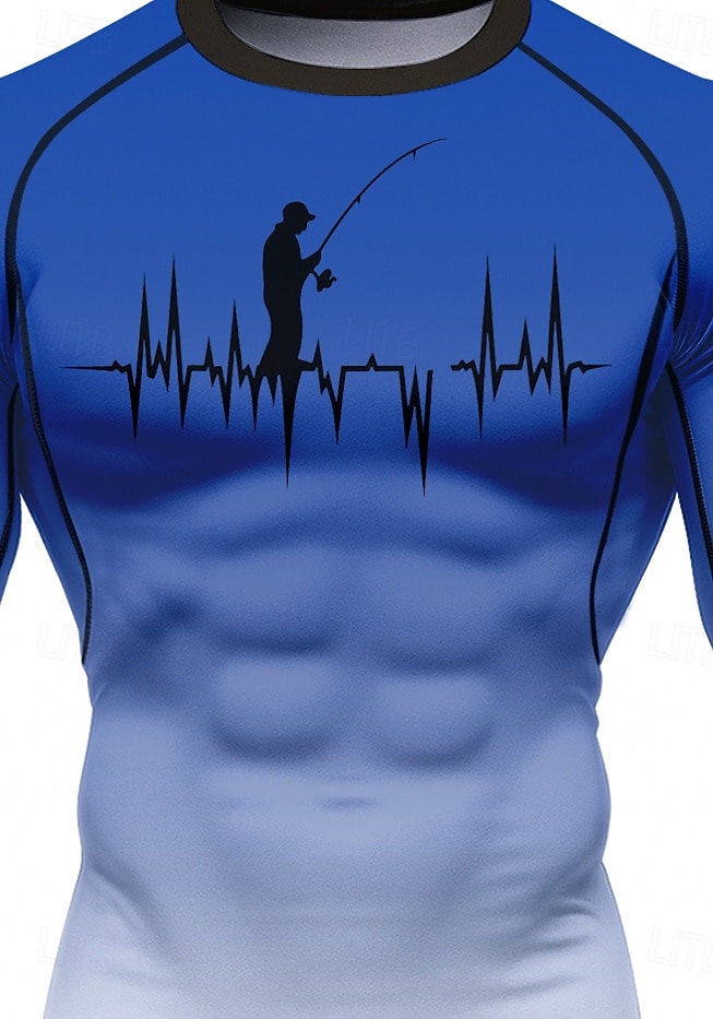 Homme T-shirt de compression T-shirt de course Impression 3D manche longue Couche de base Dégradé Séchage Rapide Compression Power Flex Évacuation de l'Humidité Entraînement en salle Entraînement de 2025 ? $14.99 –P3