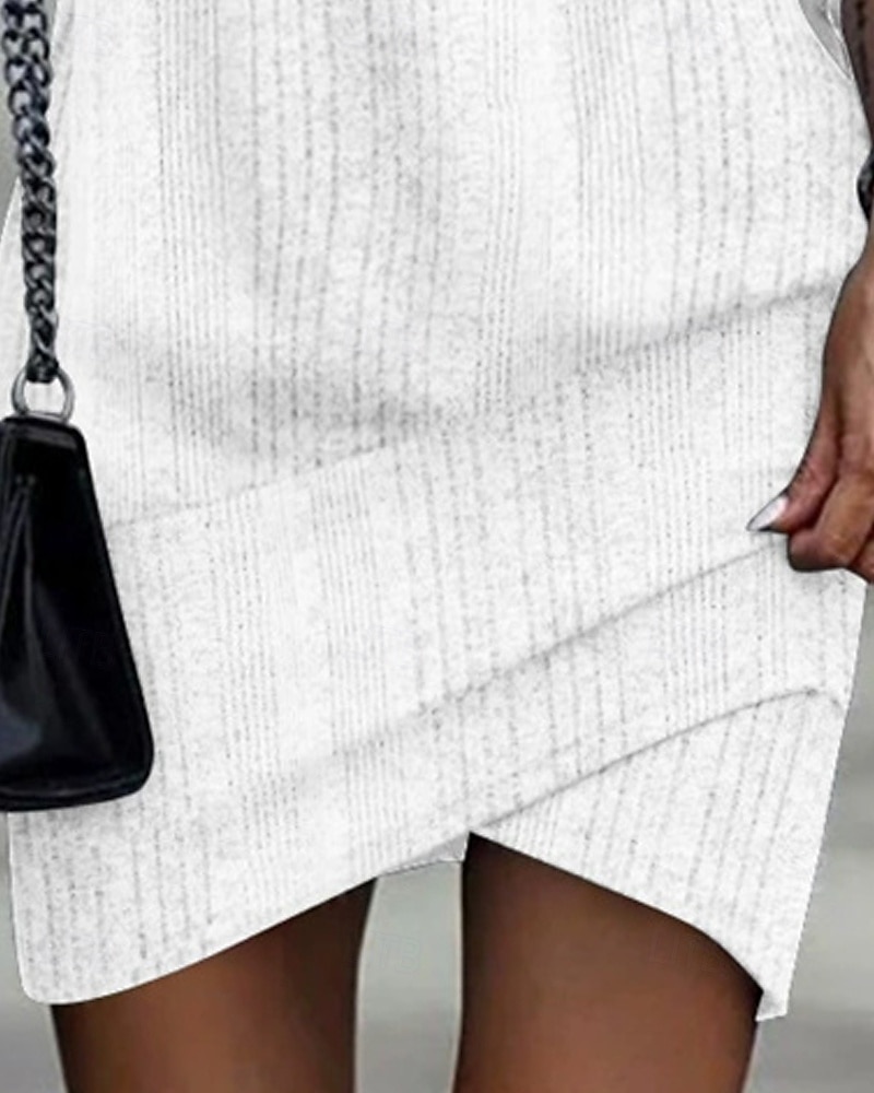 Női Midi ruha hétköznapi ruha Elegáns Divat Modern Szabadtéri Iroda Napi Vékony Sima Hosszú ujj Félvállas Fehér Tél Ősz 2025 - $27.99 –P3