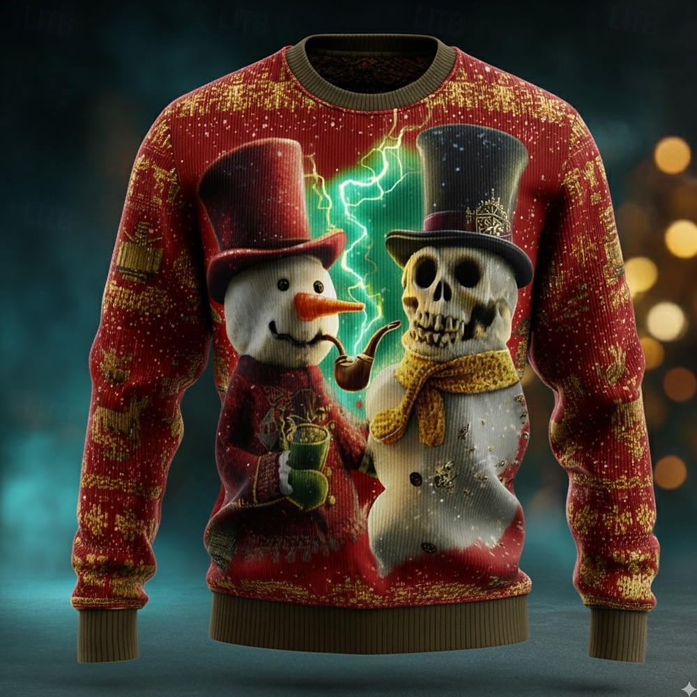 Hässlicher Weihnachtspullover Herren Schneemann Pullover Strickware Rundhalsausschnitt Lässig Urlaub Täglich Festival 3D-Druck warm halten Langarm Frühling Herbst Winter Rote Braun Grün 2025 - $33.99 –P1