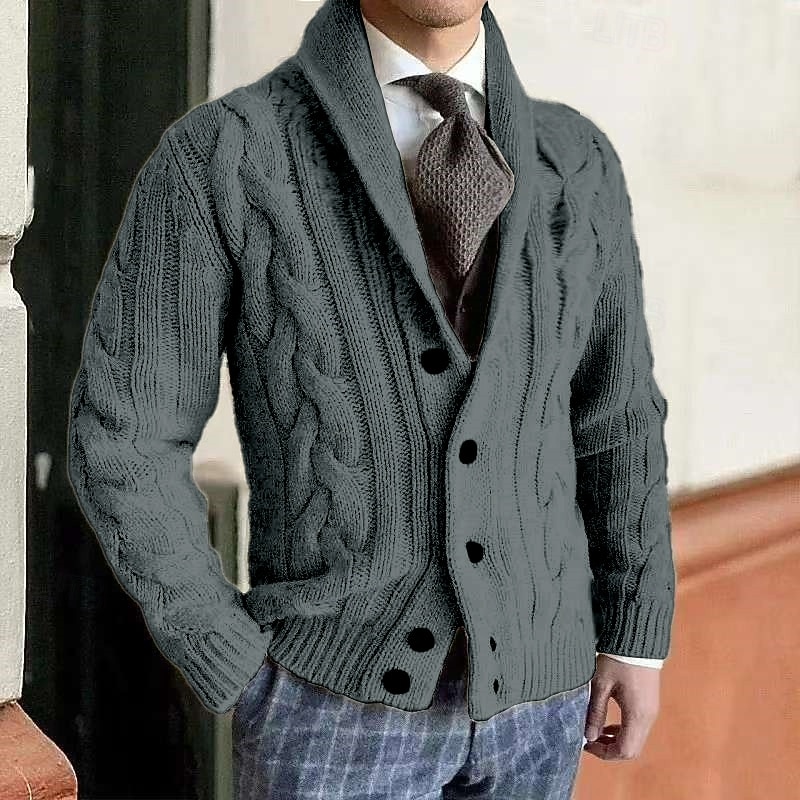 Herren Pullover Kleid Pullover Strickjacke Gerippt Zopfmuster