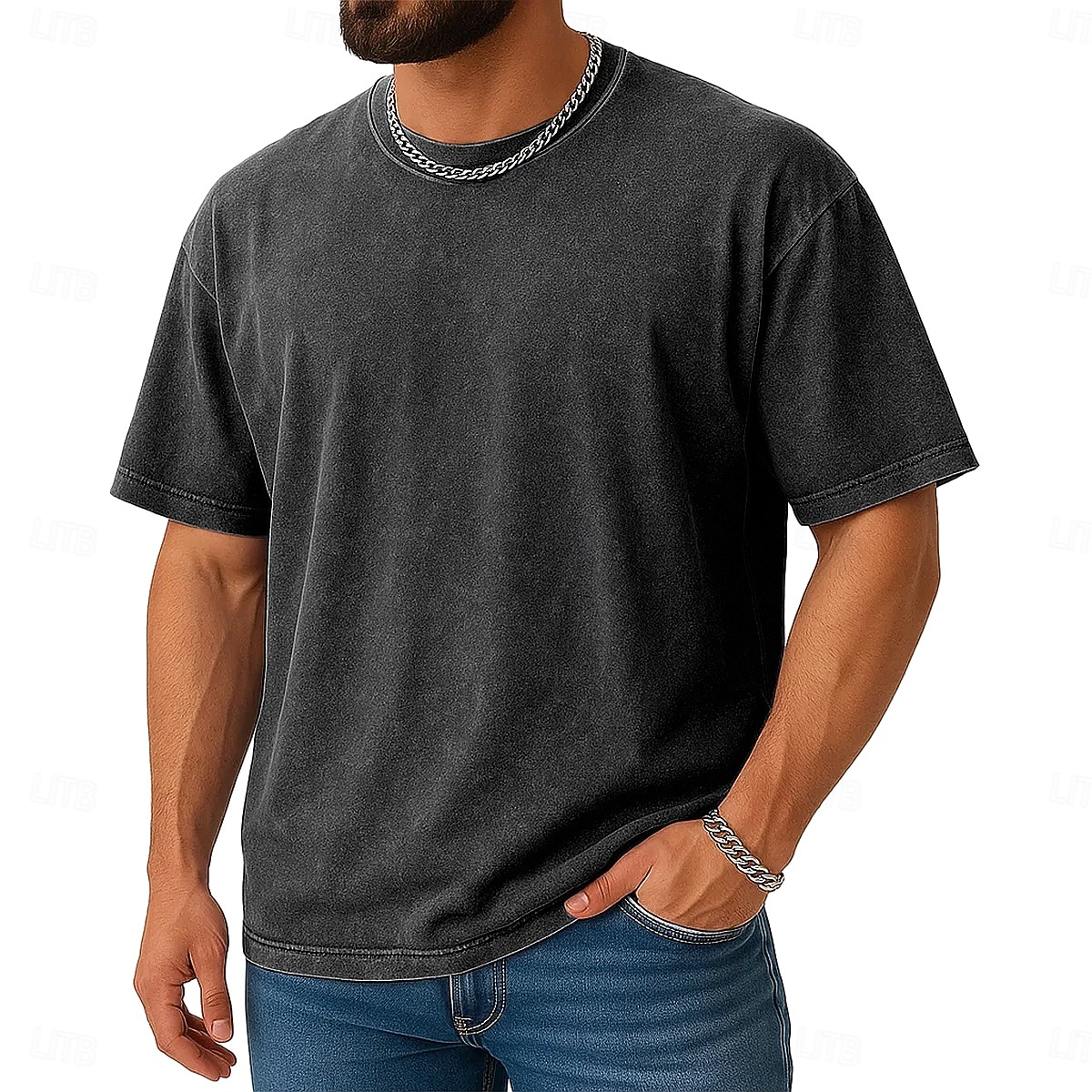 SoftFade™ Herren T-Shirt Kurzarm Rundhalsausschnitt Sommer Frühling Einfarbig Elegant Vintage Neutral Rundhalsausschnitt Verwaschen Einfarbig Lässig Zuhause Outdoor Schwarz Pink Königsblau Top Tee 2026 - $26.99 –P4
